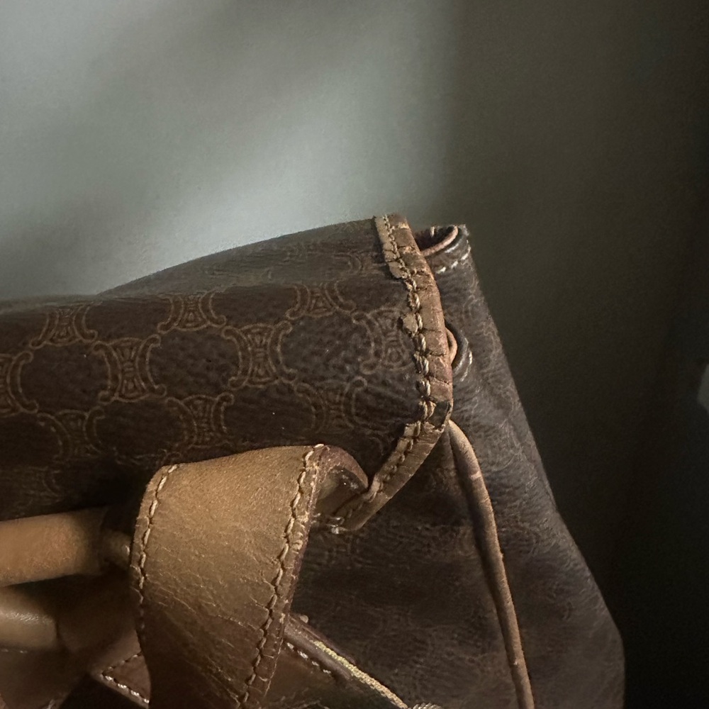 Celine Brown Patterned Backpack With Gold Accent - image 3